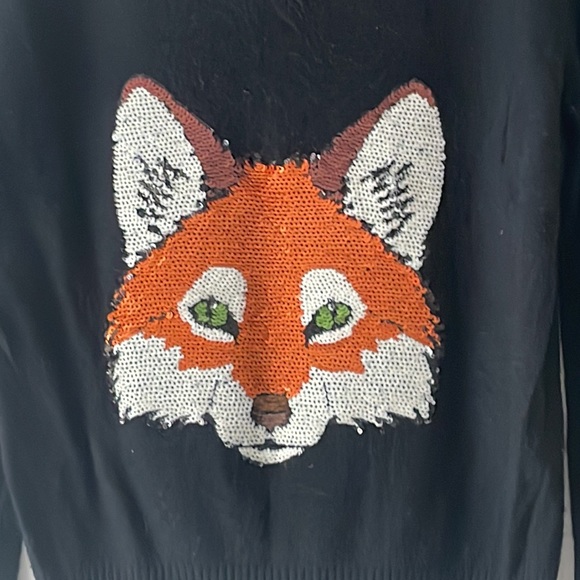 Wildfox Fox Face Sequin Sweater in Black XS - Picture 4 of 8